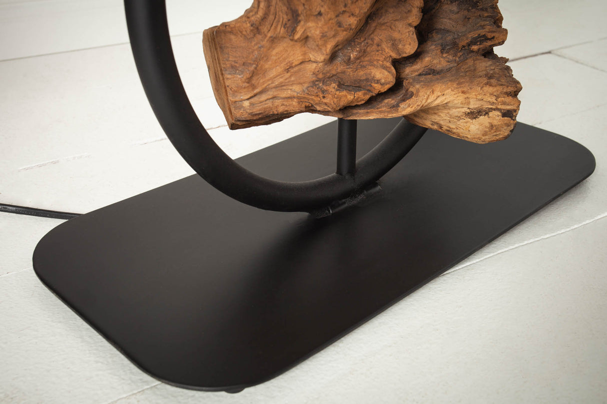 Floor lamp ELEMENTS 150cm recycled acacia wood elements w/ cotton shade black