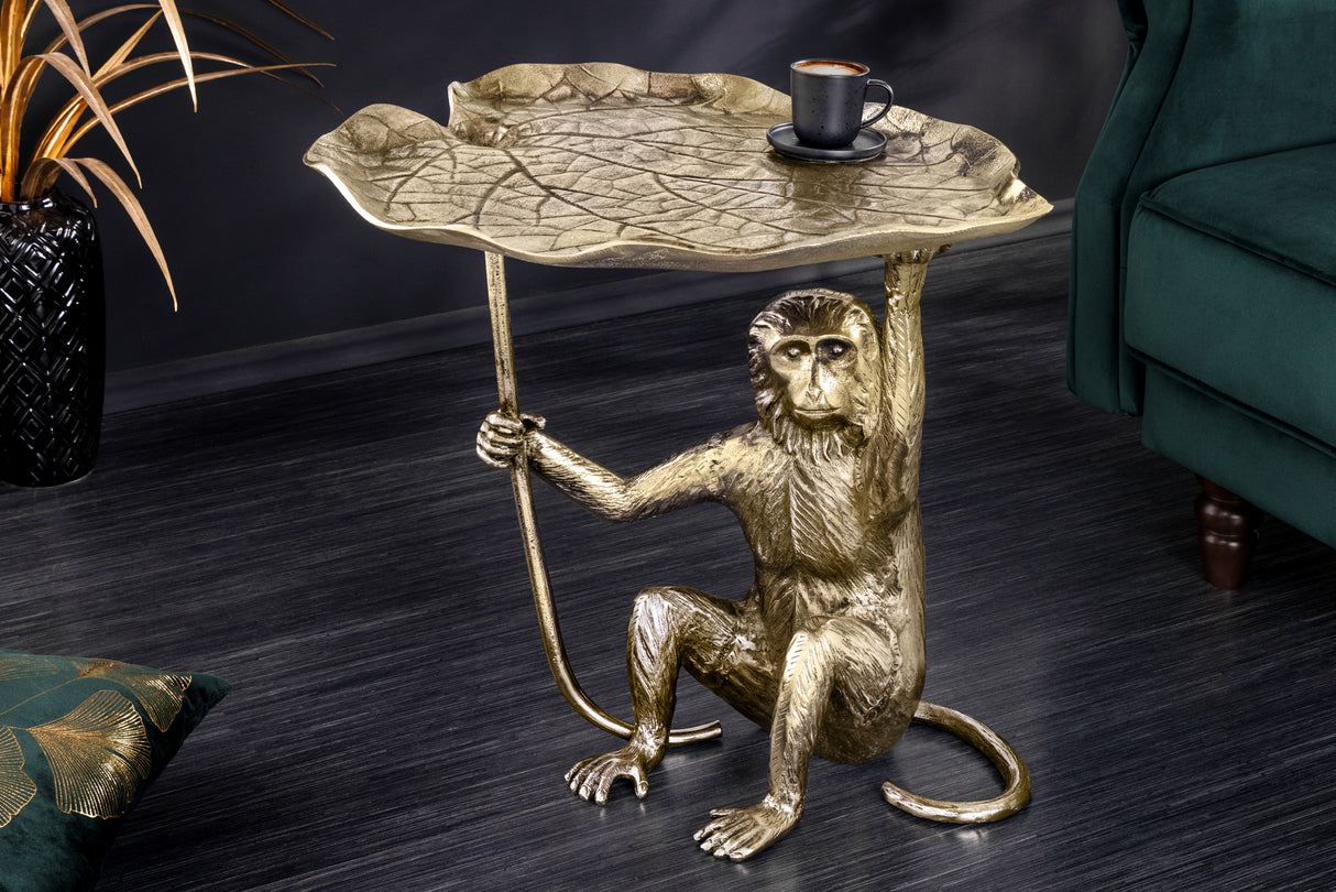 Side table WILDLIFE MONKEY 55cm antique gold