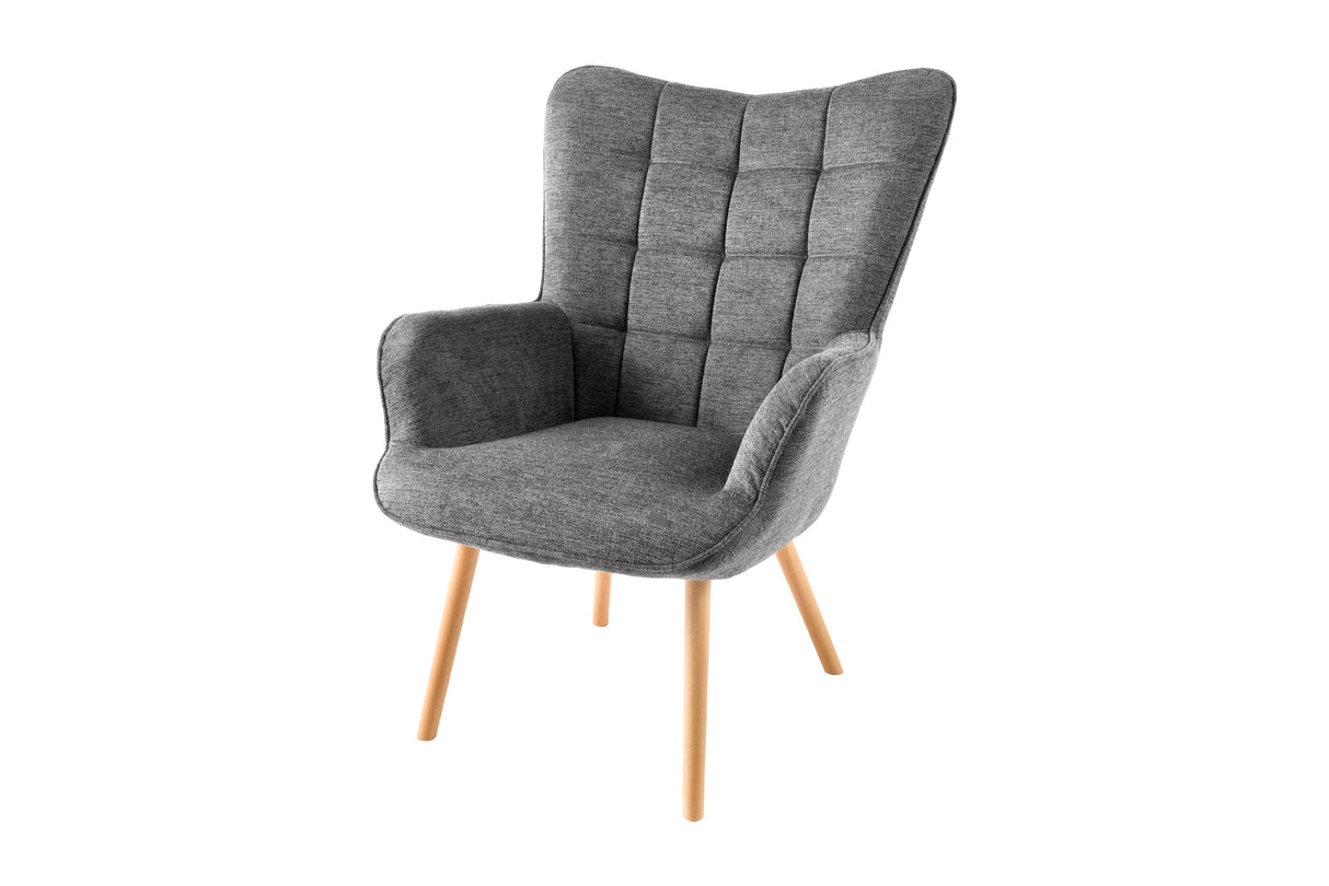 Armchair SCANDINAVIA with armrests textured fabric grey