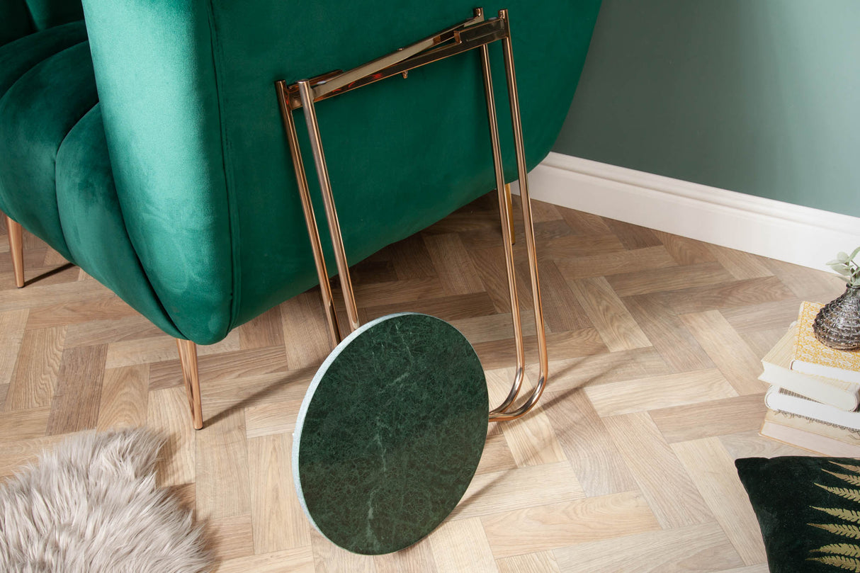 Side table NOBLE 35cm marble green w/ removable plate