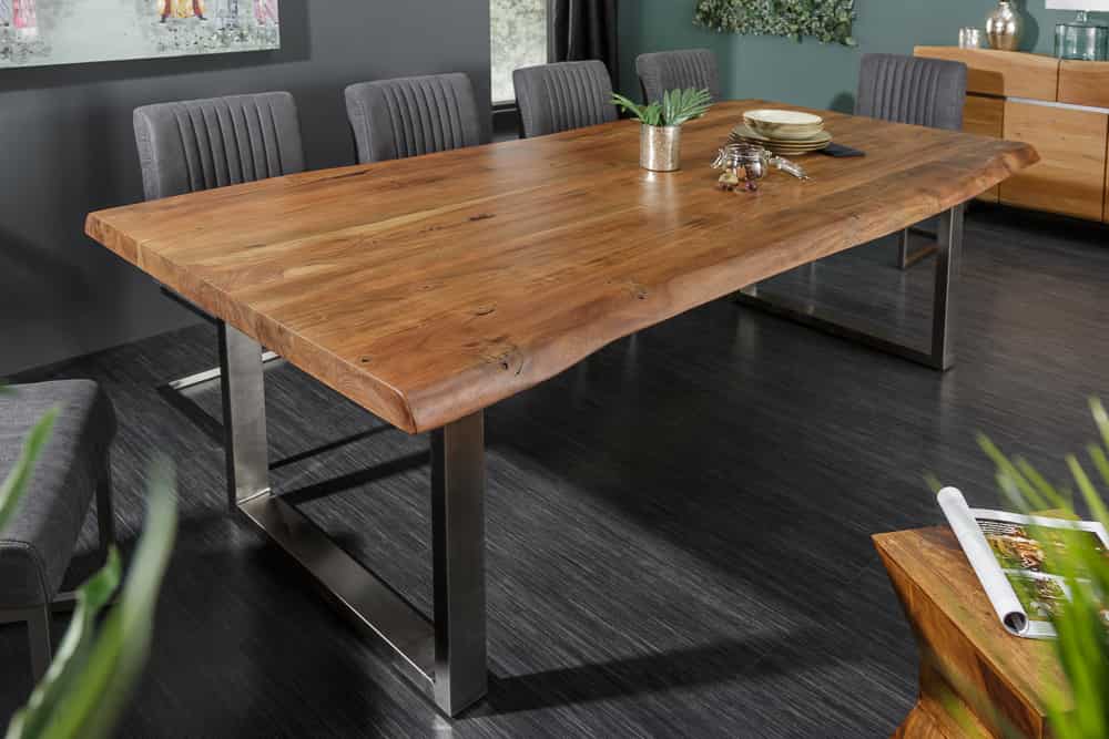 Dining table MAMMUT 200cm 60mm acacia wood top honey finish