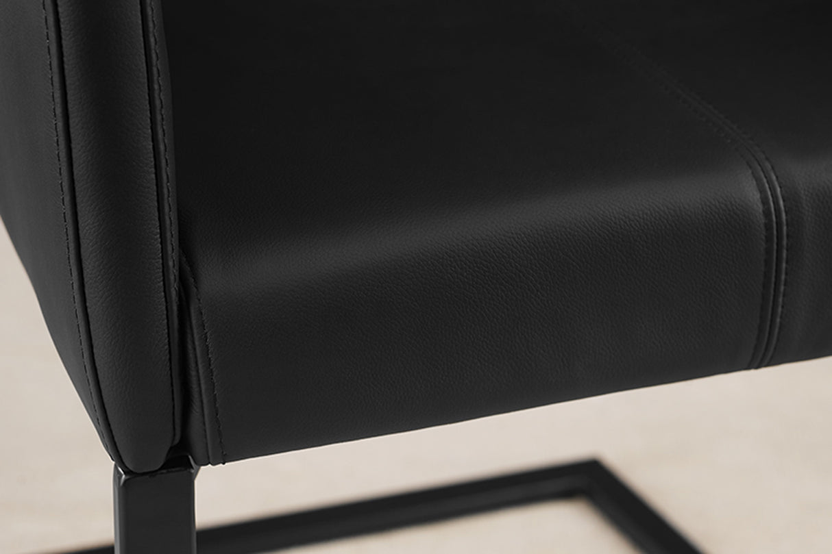 Freischwinger SAMSON mit Griff und Armlehnen Leder schwarz