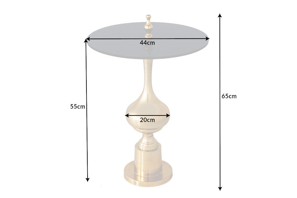 Side table ABSTRACT 65cm gold with glass plate