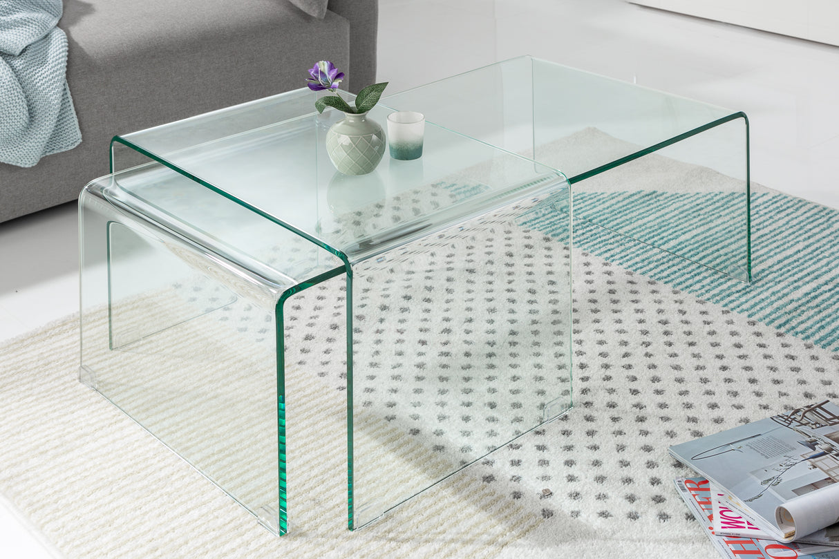 Couchtisch FANTOME 60-100cm 2er Set 12mm Hartglas