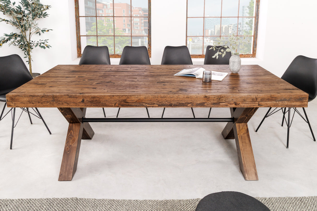 Dining table GOLIATH 210cm pinewood natural black