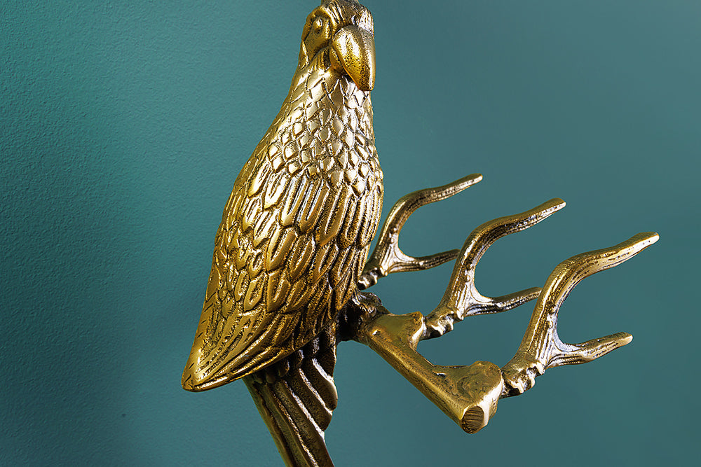 Coatrack WILDLIFE BIRDS 45cm set of 2 hammer stroke effect antique gold