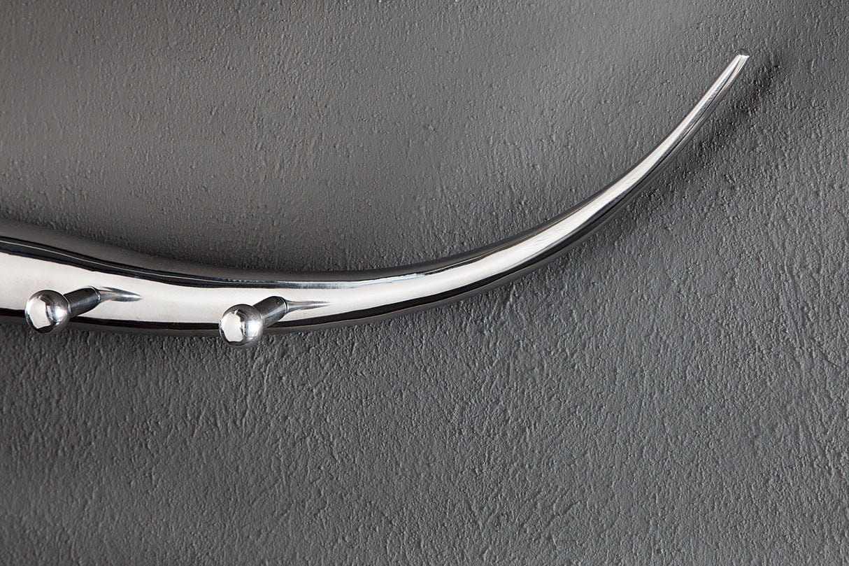 Wall Decoration coatrack BULL 100cm aluminium silver