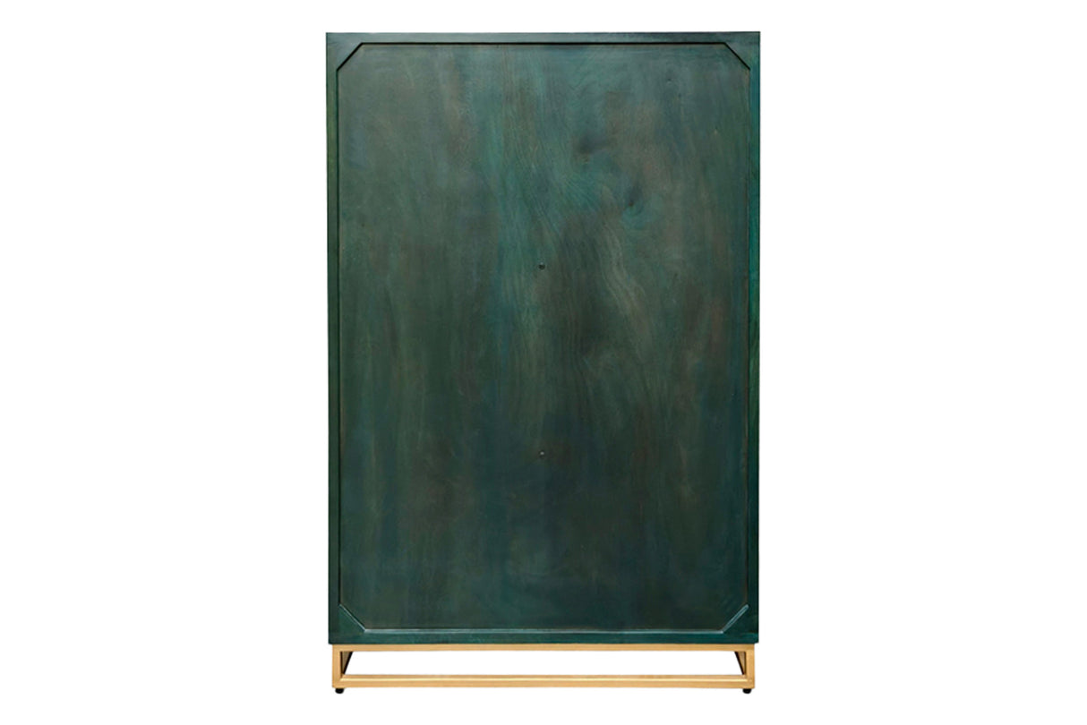 Barschrank GOLDEN SUNSET 140cm 3D Mangoholz türkis handgefertigt