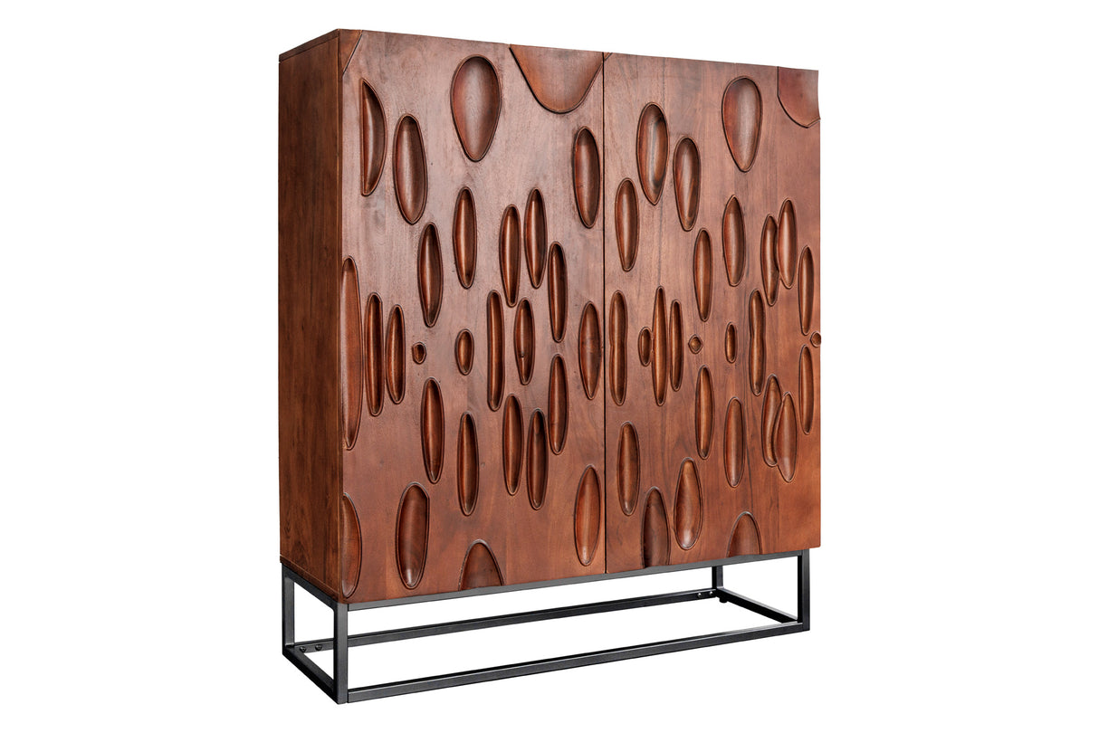 Highboard DUNE 120cm 3D acacia wood dark walnut brown