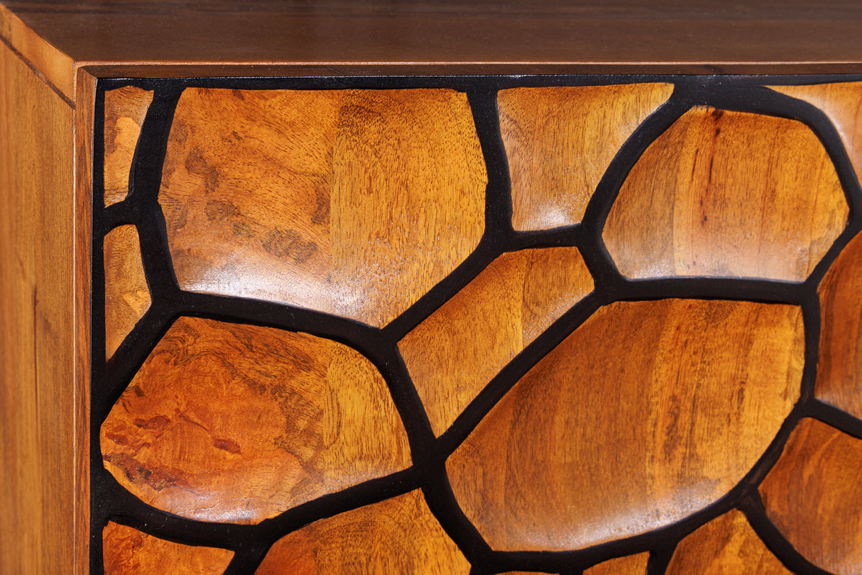 Highboard VULCANO 120cm 3D mosaic mango wood brown