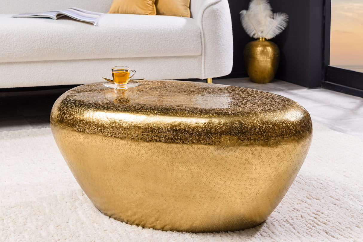 Couchtisch STONE 75cm Hammerschlageffekt gold