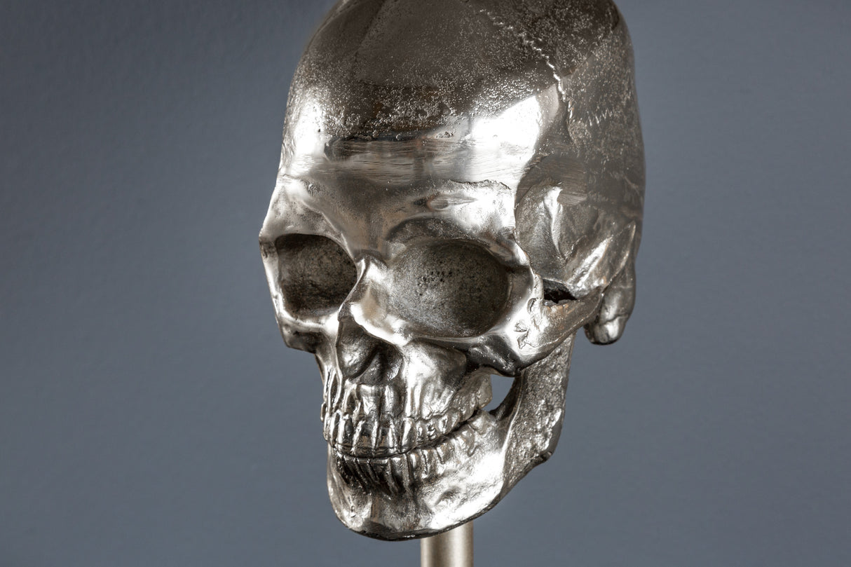 Table lamp SKULL 56cm silver cotton shade black / adjustable lampshade