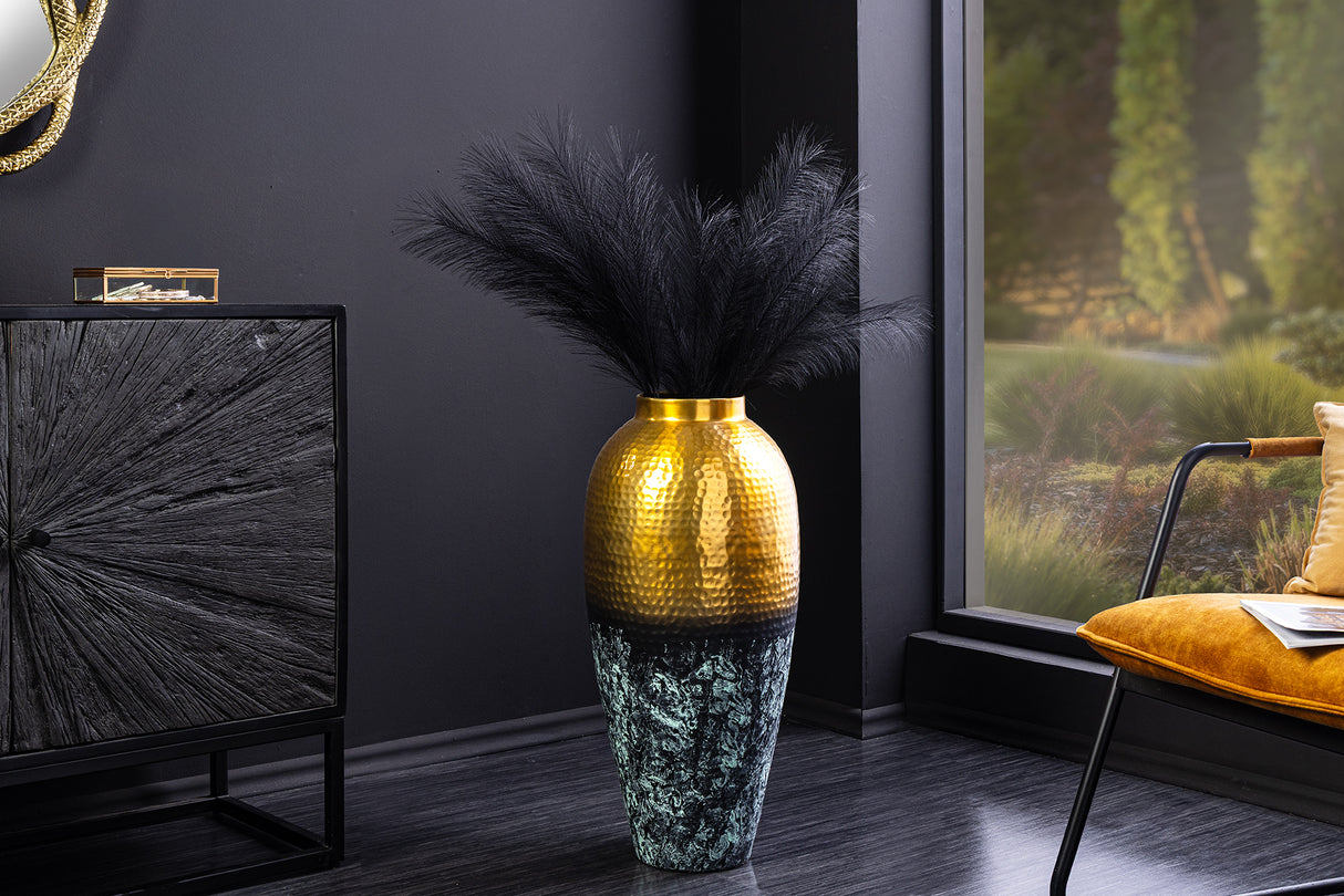 Vase ORIENT XL 75cm gold mit Patina im Hammerschlag-Design