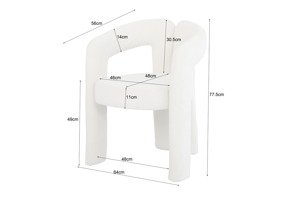 Chair ARCH bouclé creme white teddy fleece armchair