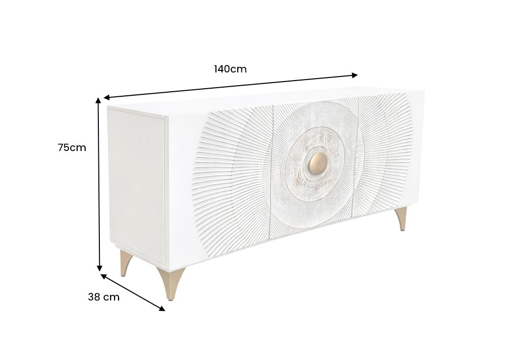 Sideboard GOLDEN SUNSET 140cm 3D Mangoholz weiß