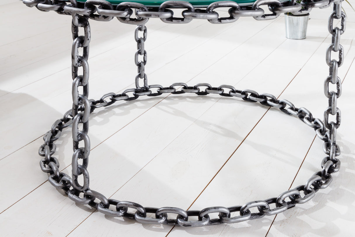 Couchtisch CHAIN 65cm mit Glasplatte