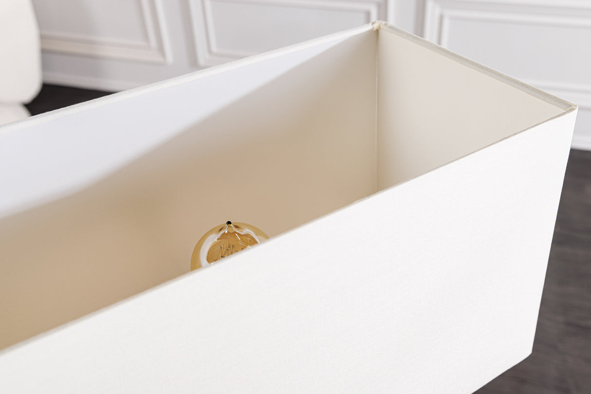 Table lamp THE WAVE 60cm teak wood lampshade white