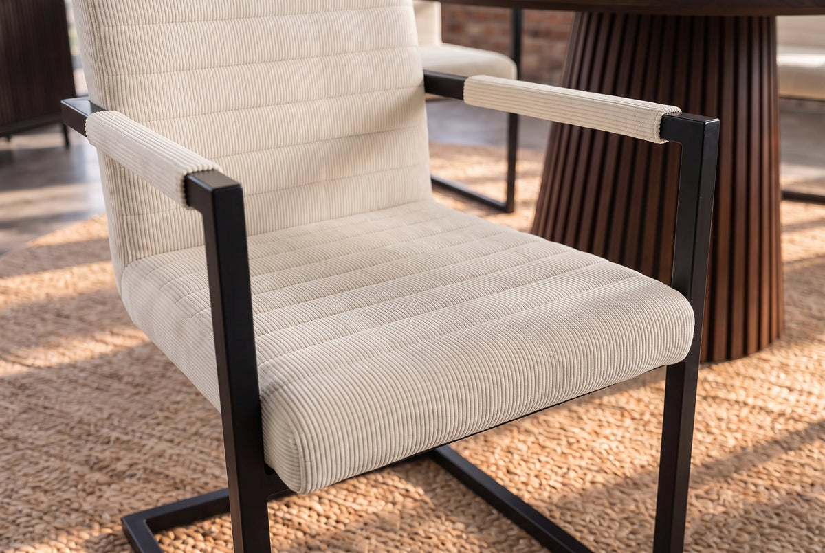 Cantilever chair LOFT w/ armrests cord beige metal frame black