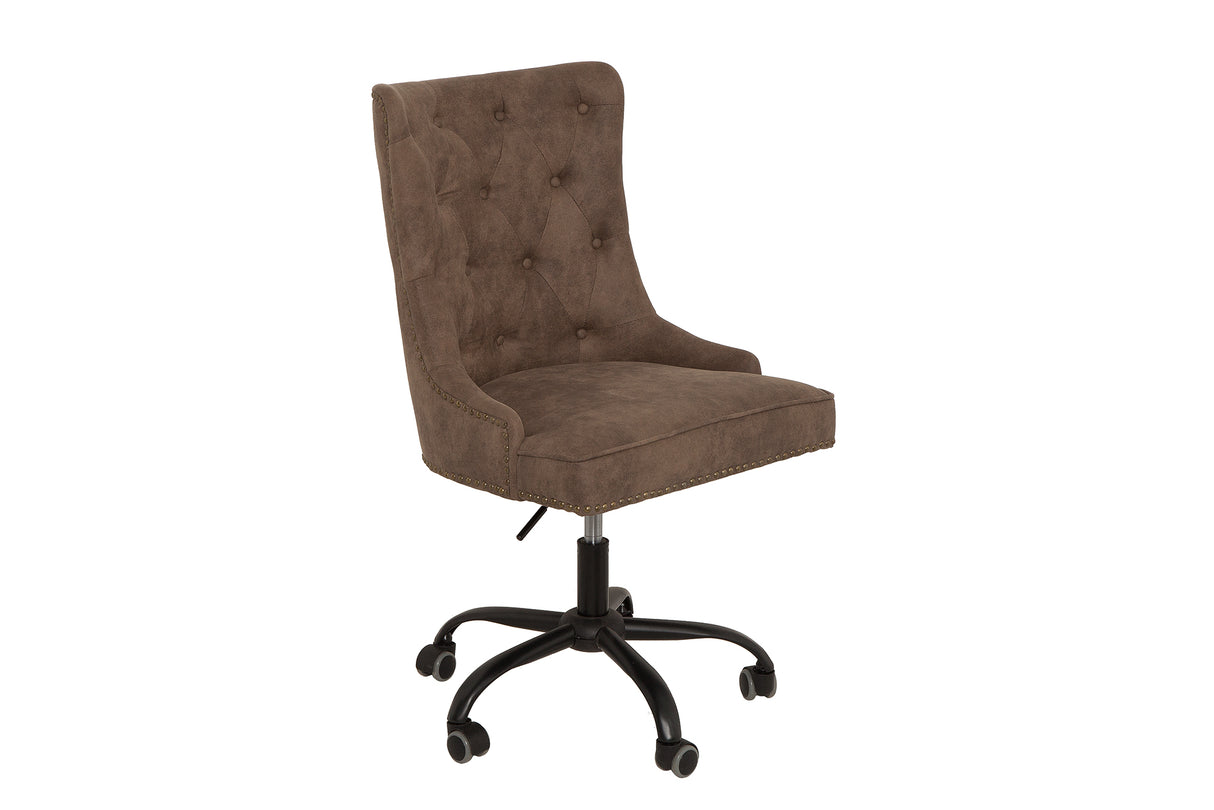 Bürostuhl VICTORIAN 49-57cm Mikrofaser braun im Chesterfield Stil