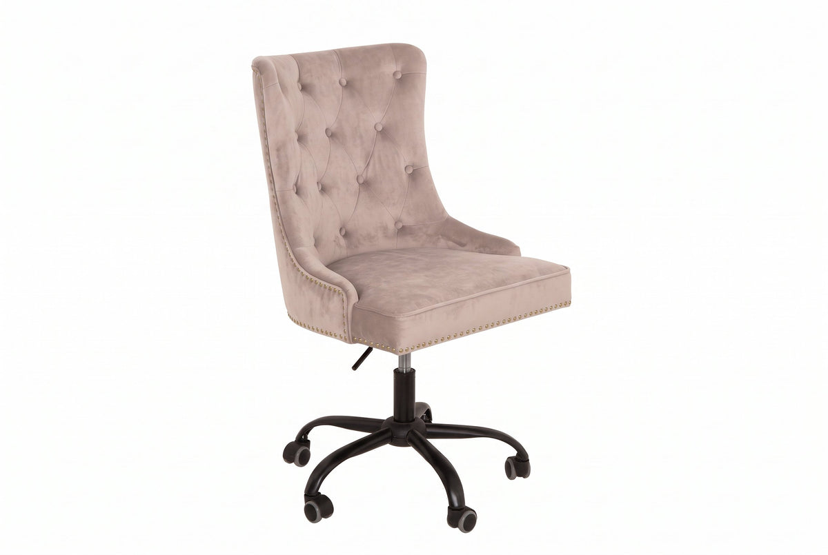 Bürostuhl VICTORIAN 49-57cm Mikrofaser Vintage Taupe im Chesterfield-Stil