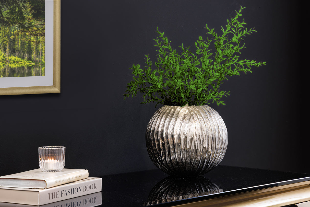 Deko-Vase ELEGANCE 20cm mit Hammerschlag-Effekt Silber