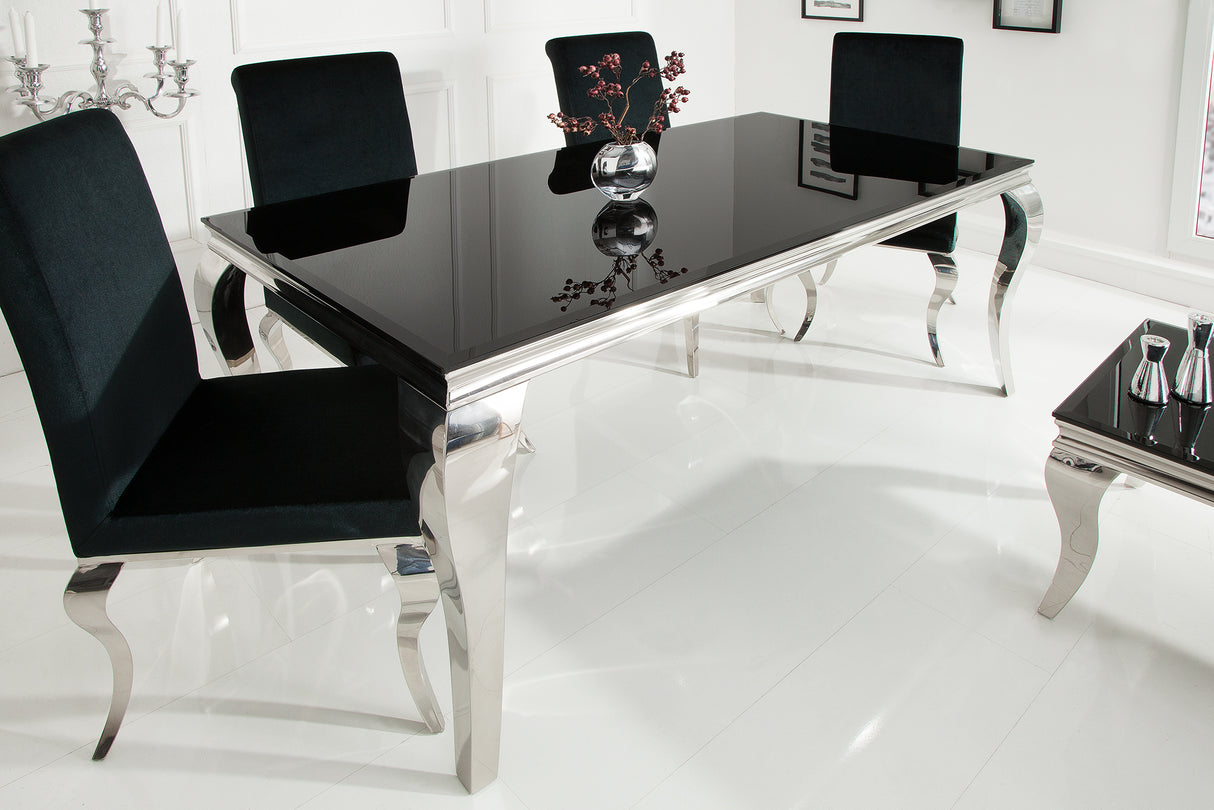 Dining table MODERN BAROCK 180cm tempered opal glass black