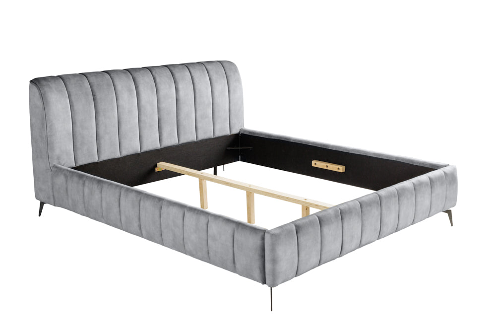 Bed AMSTERDAM 160x200cm velvet grey