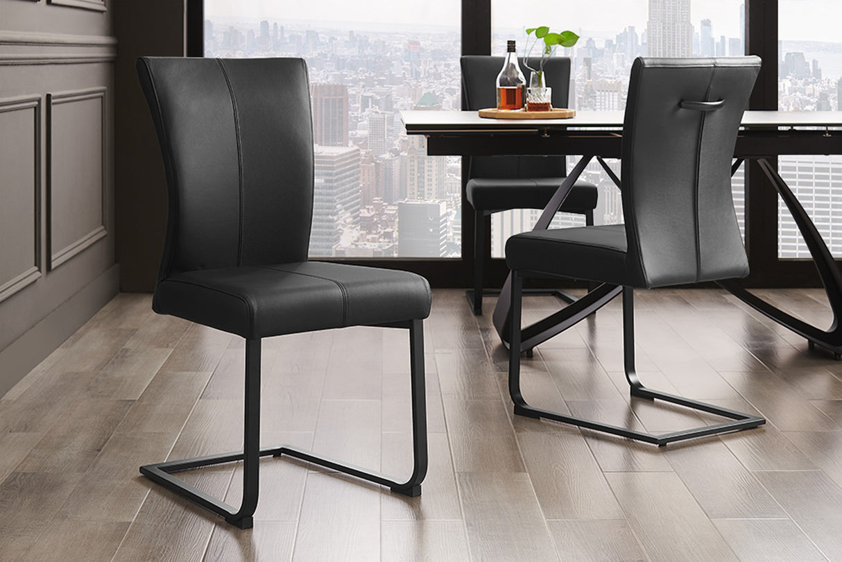 Freischwinger Stuhl SAMSON Echtleder schwarz mit schwarzem Griff