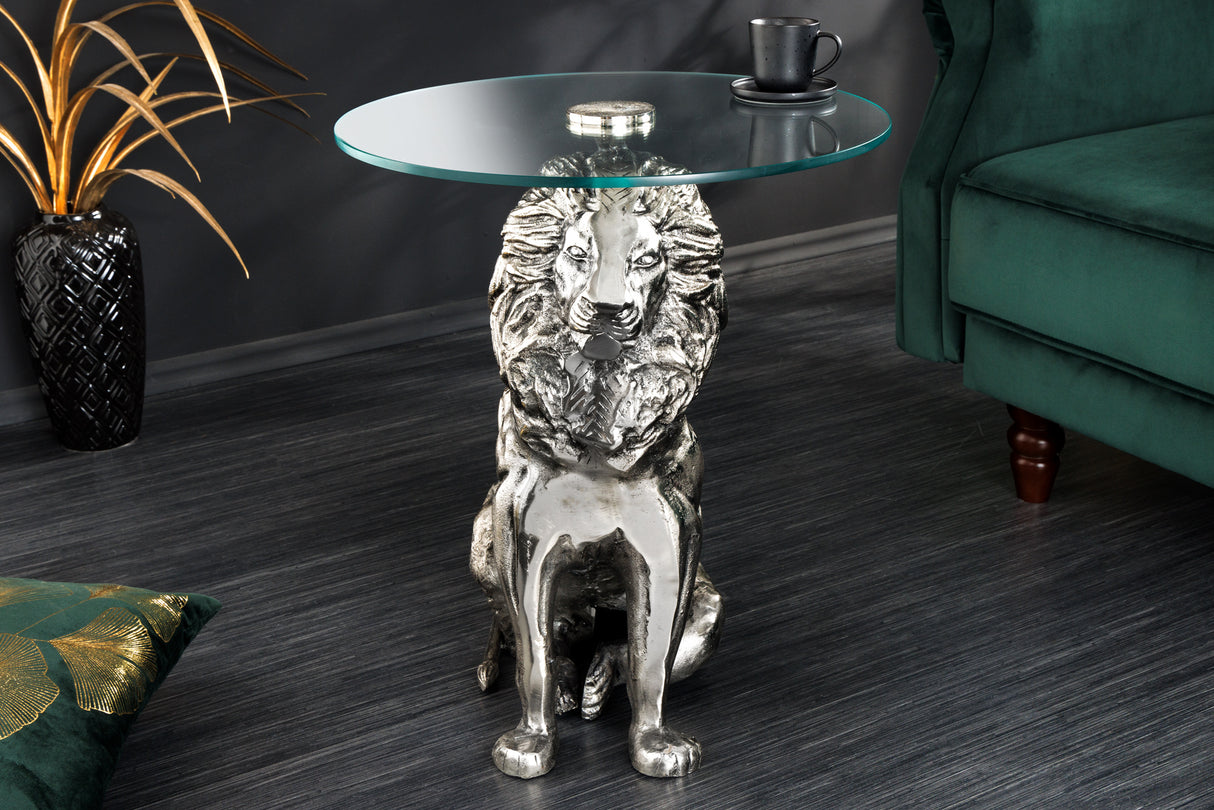 Beistelltisch WILDLIFE LION 60cm antik silber