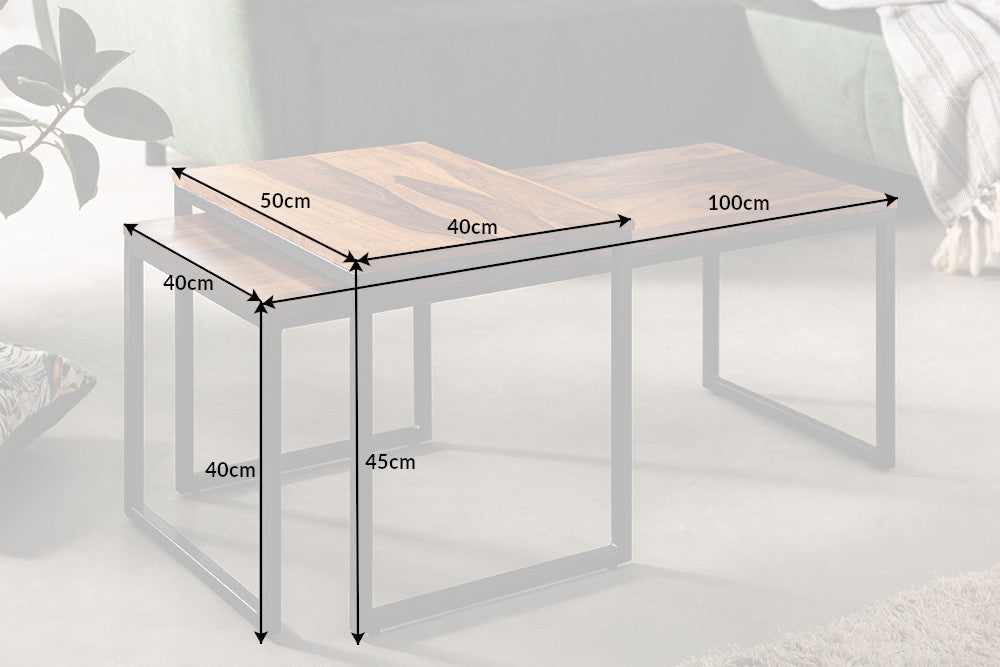 Coffee table ELEMENTS 40+100cm set of 2 sheesham wood