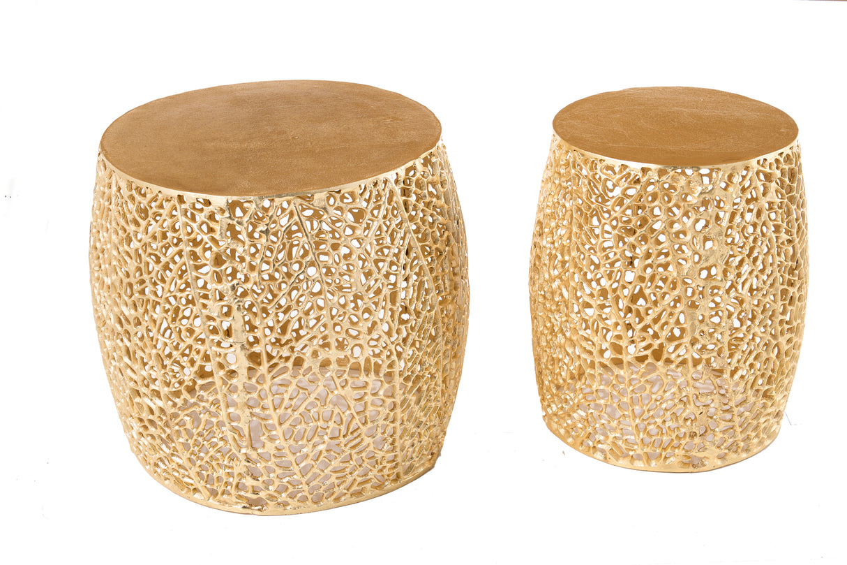 Coffee table LEAF 40cm set of 2 gold
