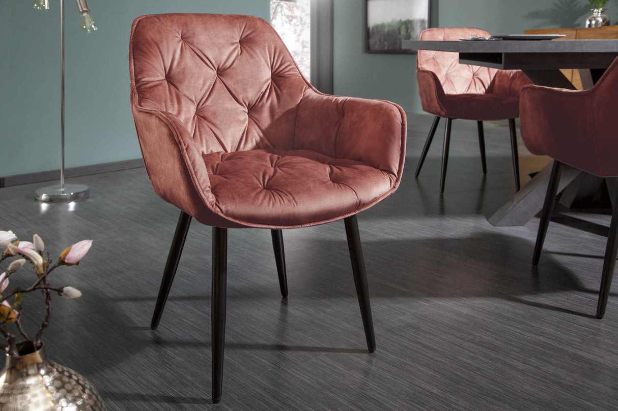 Chair MILANO with armrests velvet brown