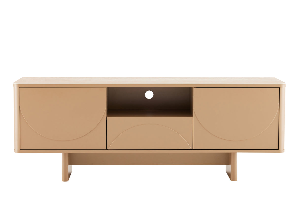 TV Board SAVOY 150cm 3D natural w/ travertine marble ceramic top