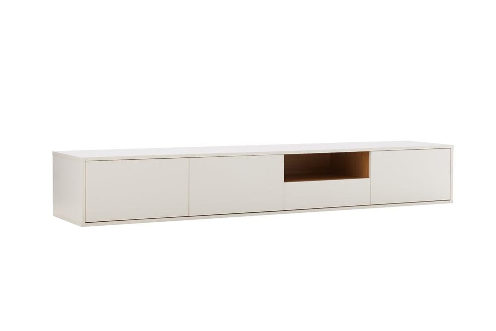 TV-Wand LOFT 200 cm hängend weiß natur