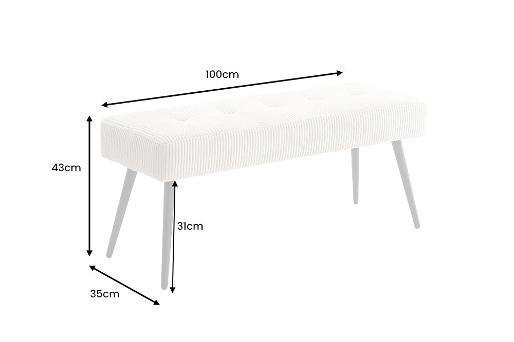 Bench BOUTIQUE 100cm beige cord