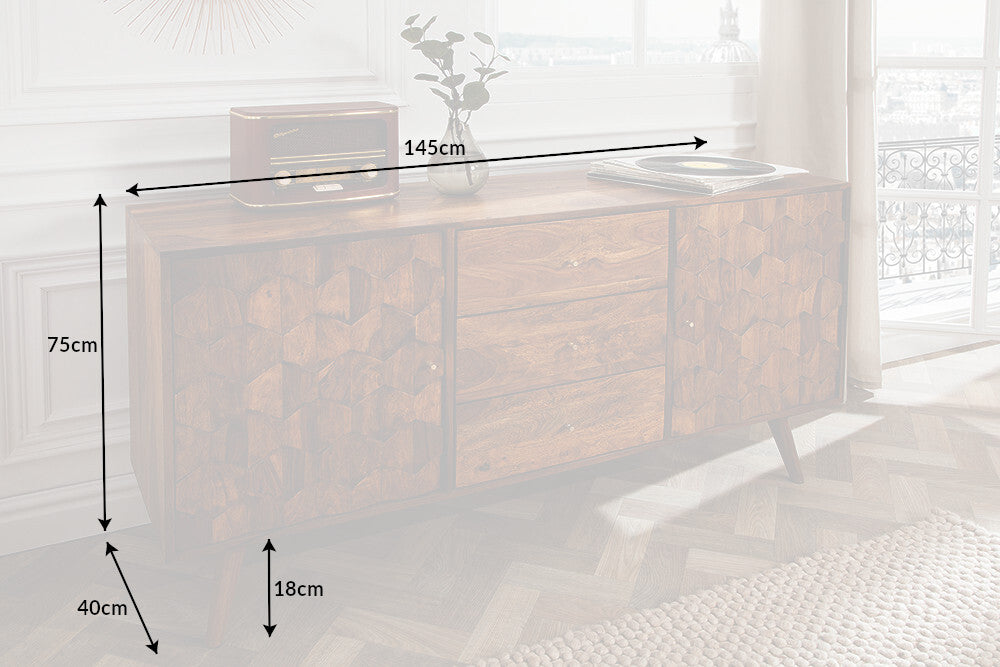 Sideboard MYSTIC LIVING 145cm Sheesham Holz natur