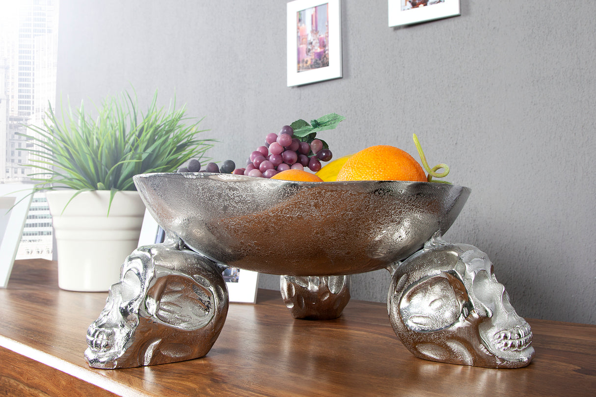 Obstschale SKULL 35cm Aluminium silber