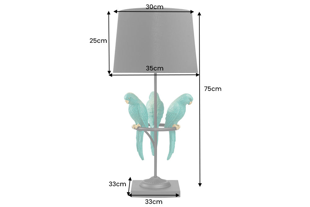 Tischleuchte WILDLIFE 75cm grüne Papageien Polyresin