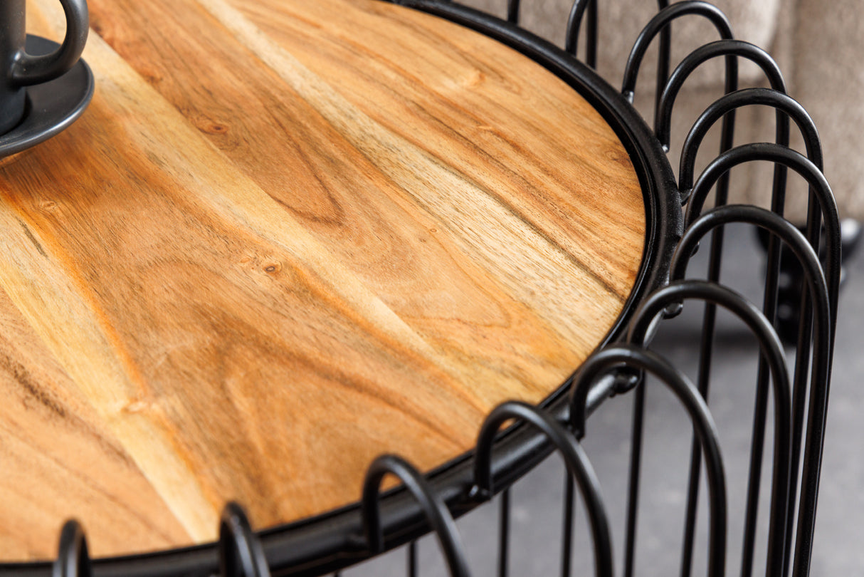 Beistelltisch TRUE ELEMENTS 50cm Gestell schwarz Akazienholz natur