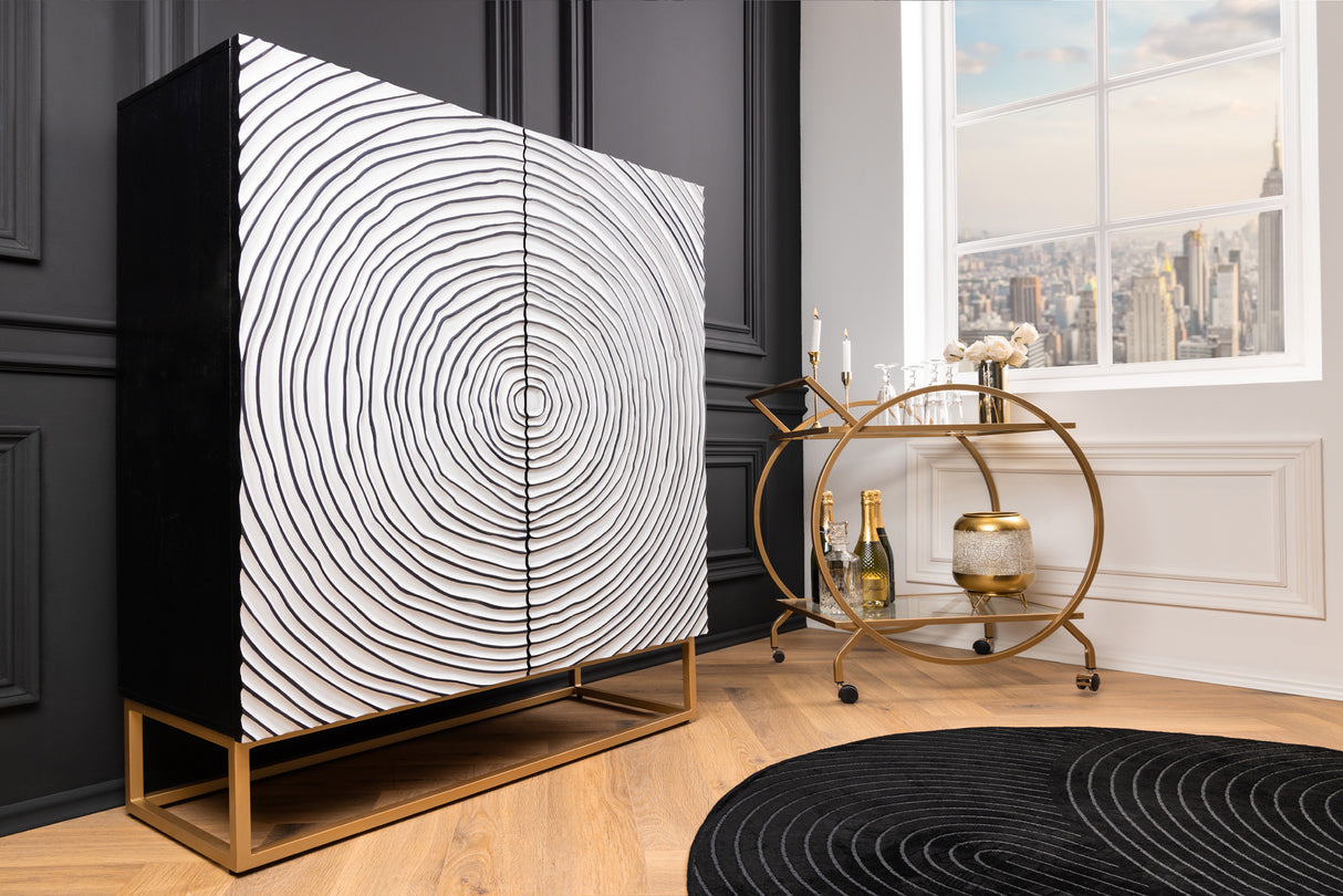 Highboard ZEN CIRCLE 120cm 3D black white