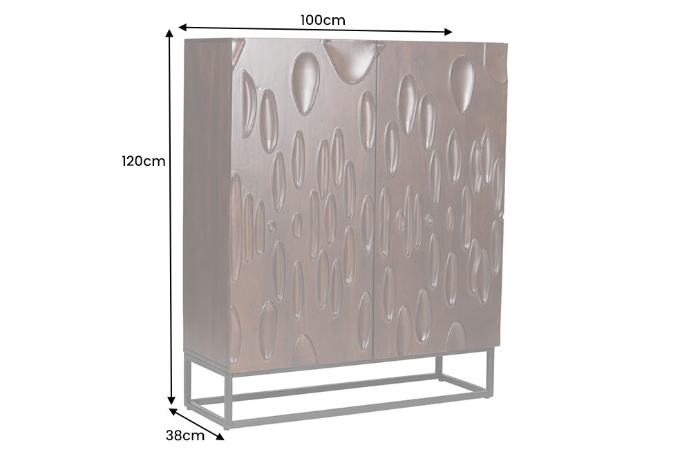 Highboard DUNE 120cm 3D acacia wood dark walnut brown