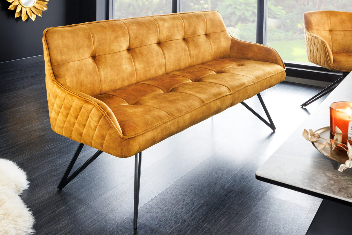 Bank EUPHORIA 160cm Samt senfgelb
