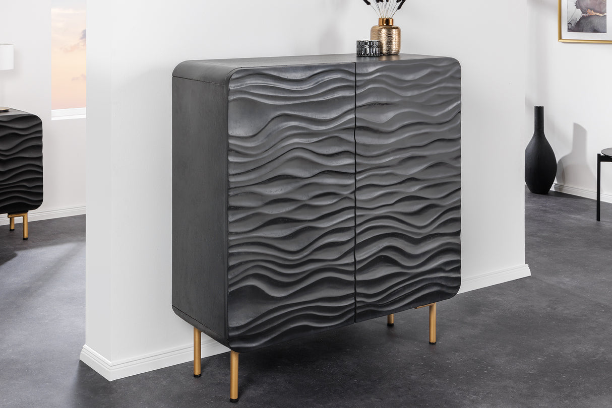 Highboard WAVE 120cm Mangoholz schwarz