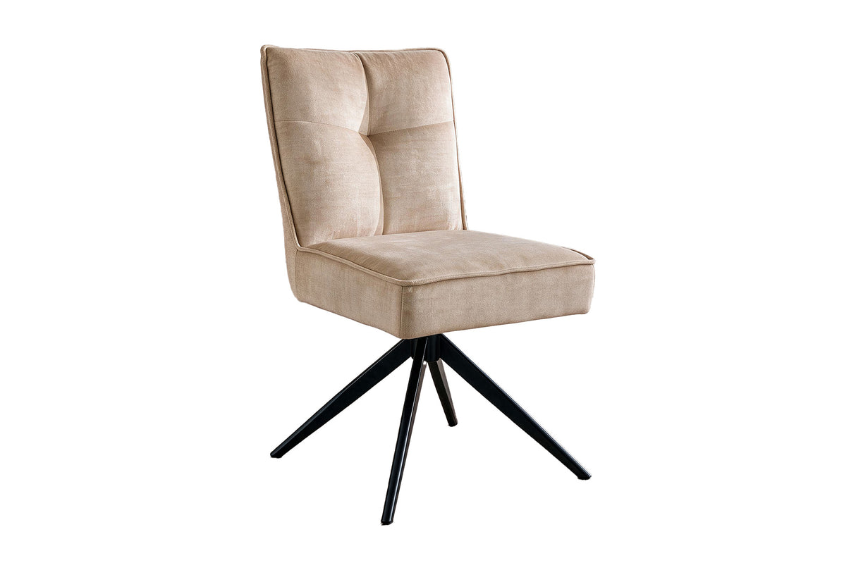 Swivel chair LUGANO 360° auto-return spring core velvet beige black