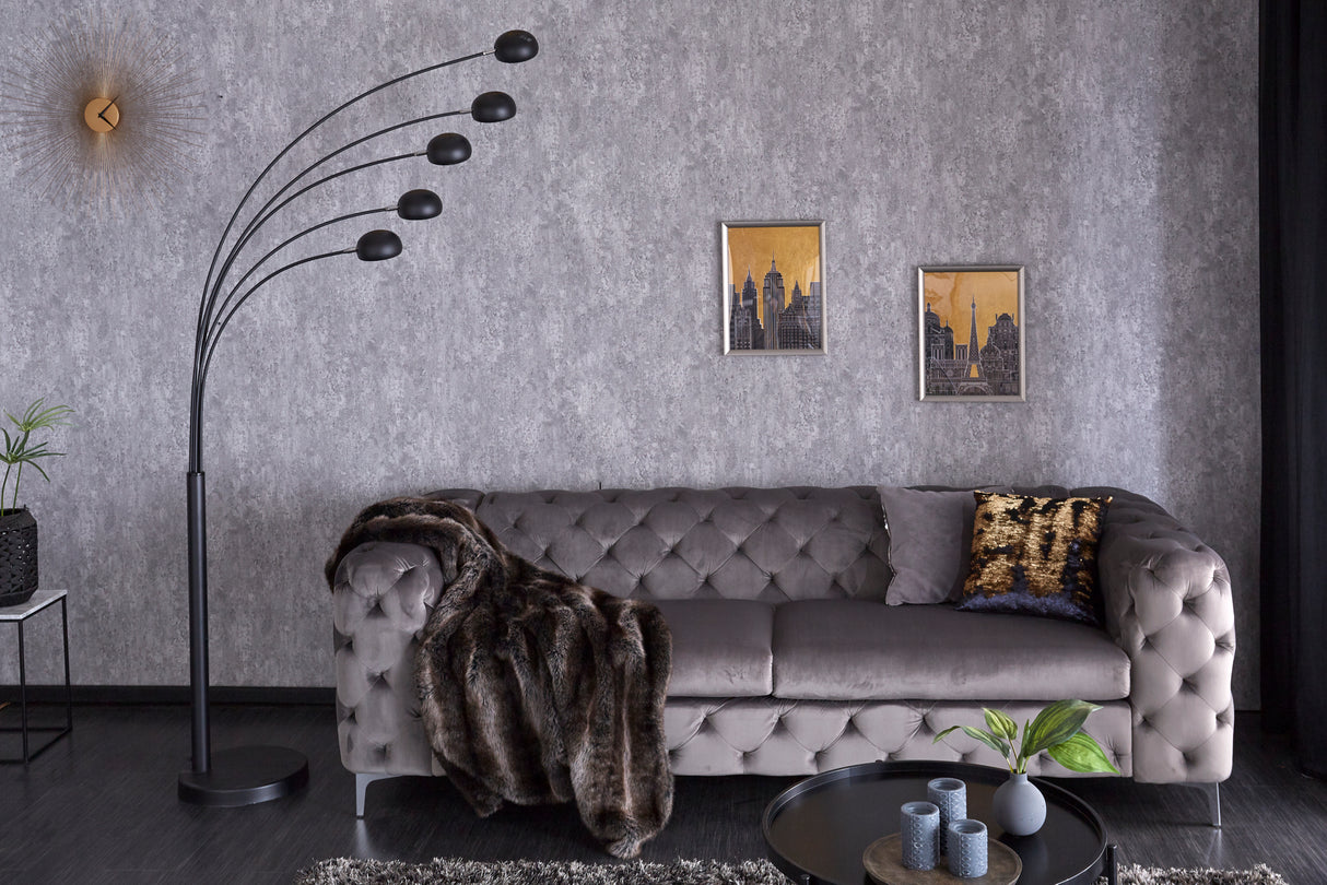 Floor lamp FIVE LIGHTS 210cm black gold w/ marble base