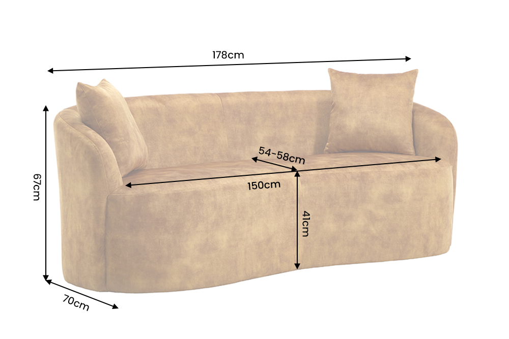 Sofa ELEMENTAL 180cm 2-Sitzer Samt senfgelb