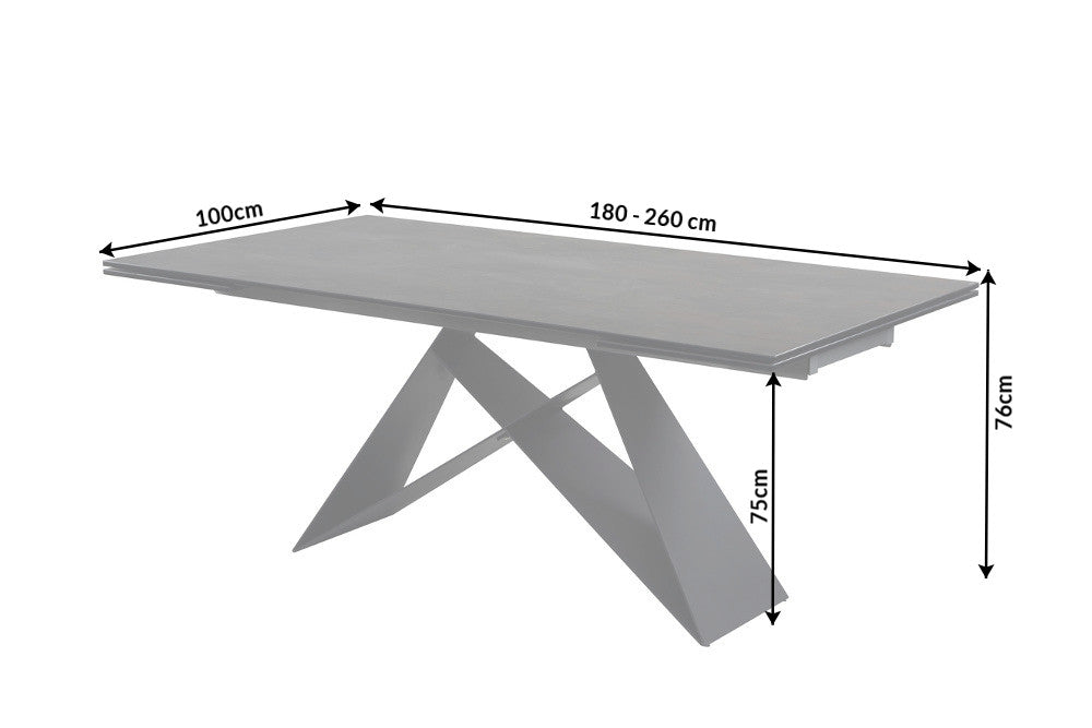 Dining table PROMETHEUS 180-260cm extendable ceramic lava