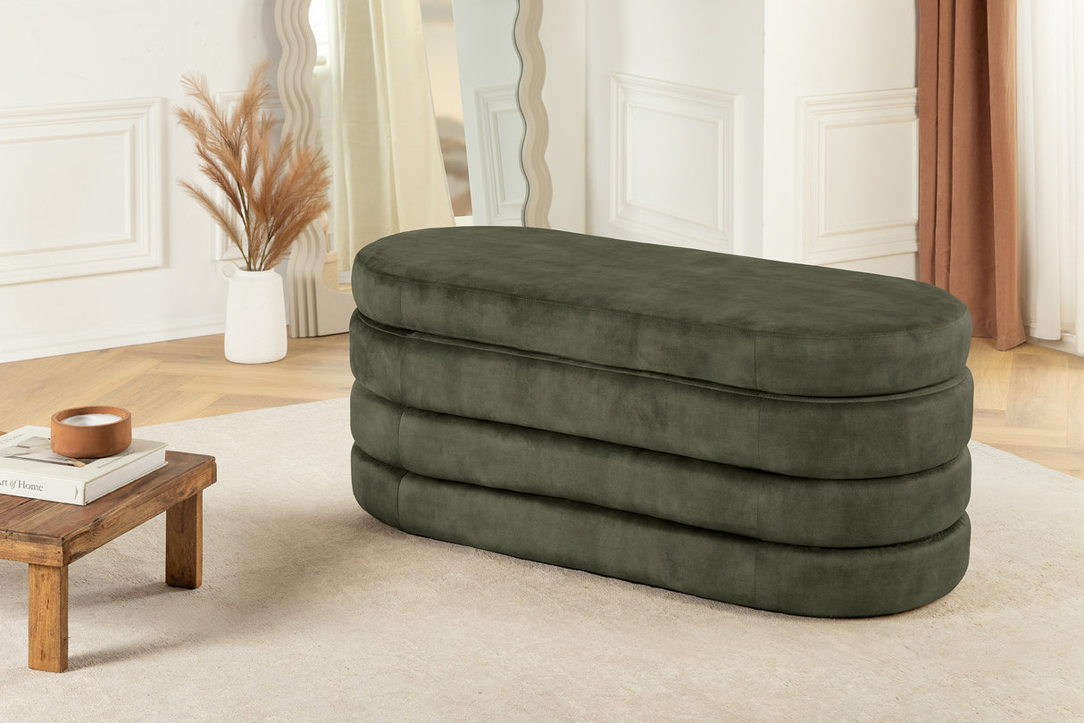 Bench chest VOQUE 115cm velvet green w/ storage space bench seat