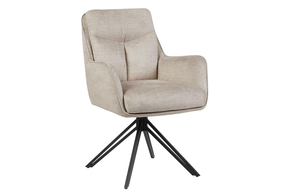 Drehsessel PROMETHEUS drehbar 180° m. Armlehnen Samt Velours beige