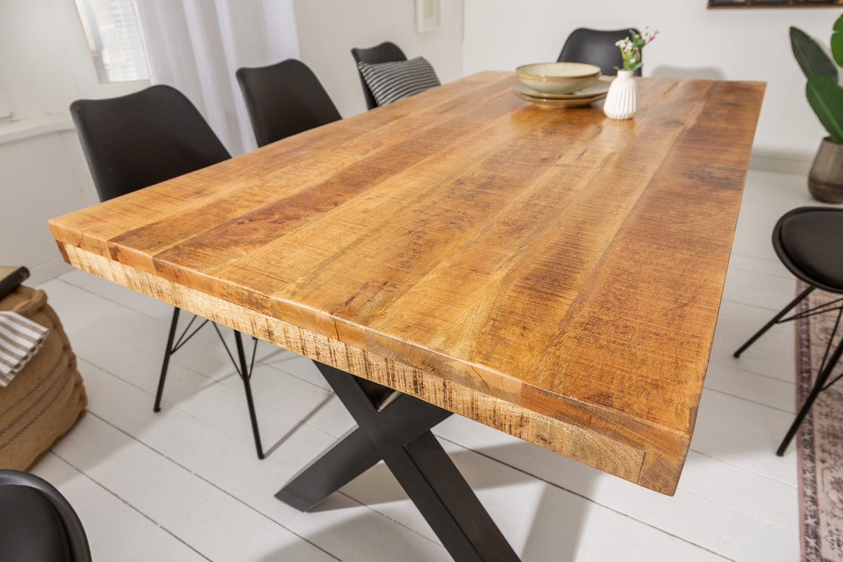 Esstisch IRON CRAFT 160cm X-Beine Mangoholz natur